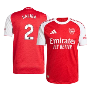 Camiseta Auténtica SALIBA #2 Arsenal 2025/26 Primera Equipación -Versión Jugador